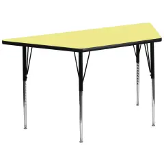 Emma and Oliver 29x57 Trapezoid Laminate Adjustable Activity Table Yellow