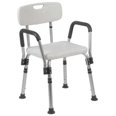 Emma and Oliver 300 Lb. Capacity Quick Release Back & Arm Shower Chair White