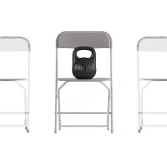 Emma and Oliver 4 Pack of Zia All-Weather, Extra Wide Contoured Plastic Folding Chairs with Metal Frame and 650 lb. Static Weight Capacity Gray