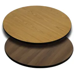Emma and Oliver 42" Round Table Top with Reversible Laminate Top Natural/Walnut