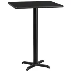 Emma and Oliver 30" Square Laminate Table Top with 22"x22" Bar Height Table Base Black