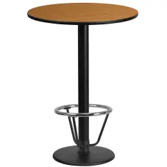 Emma and Oliver 24" Round Laminate Bar Table with 18" Round Foot Ring Base Natural