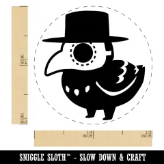 Cute Chibi Raven with Plague Doctor Mask Self-Inking Rubber Stamp for Stamping Crafting Planners Green