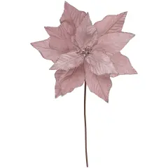 Northlight 24" Pink Glittered Poinsettia Christmas Stem Spray
