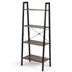 4-Tier Ladder Shelf Ladder Bookcase Bookshelf Display Rack Plant Stand