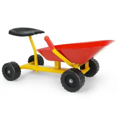 8" Carbon Steel Kids Ride-On Sand Dumper with 4 Wheels and Non Slip Handle Red