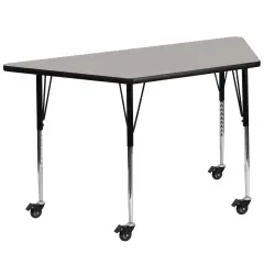Emma and Oliver Mobile 29x57 Trapezoid HP Laminate Adjustable Activity Table Gray