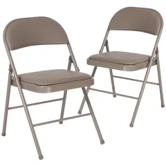 Emma and Oliver 2 Pack Home & Office Portable Vinyl Folding Metal Event Chair Gray