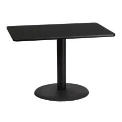 Emma and Oliver 30"x42" Rectangular Laminate Table with 24" Round Table Base Black