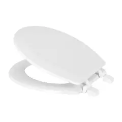 J&V Textiles Round Wooden Toilet Seat With Beveled Edge White