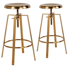Emma and Oliver Industrial Style Barstool with Swivel Lift Adjustable Height Seat Gold