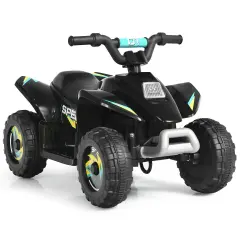 6V Kids Electric 4 Wheels Ride-On Toy with Wear-Resistant Wheels for Indoor Outdoor Use Black