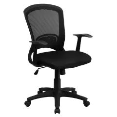 Emma and Oliver Mid-Back Designer Mesh Swivel Task Office Chair with Arms Black
