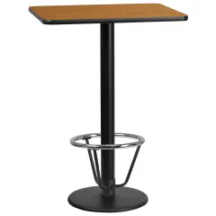 Emma and Oliver 24"x30" Rectangular Laminate Bar Table with 18"RD Foot Ring Base Natural