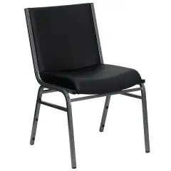 Emma and Oliver Heavy Duty Reception/Guest Stack Chair Black Vinyl