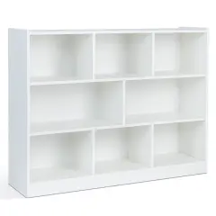 3-Tier Open Bookcase 8-Cube Floor Standing Storage Shelves Display Cabinet White