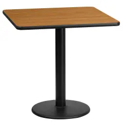 Emma and Oliver 24" Square Laminate Table Top with 18" Round Table Height Base Natural
