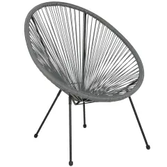 Emma and Oliver Papasan Bungee Lounge Chair Grey