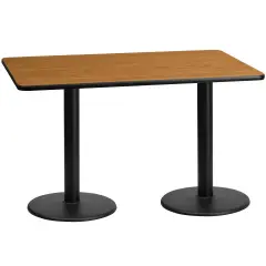 Emma and Oliver 30"x60" Rectangular Laminate Table with 18" Round Table Bases Natural