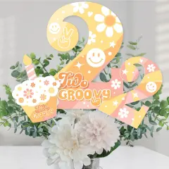 Big Dot of Happiness Two Groovy - Boho Hippie Second Birthday Party Centerpiece Sticks - Table Toppers - Set of 15