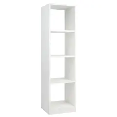 White 5-Tier 4-Cube Narrow Bookcase Tall Storage Shelf Organizer for Living Room or Bedroom