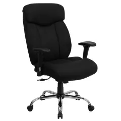 Emma and Oliver 400 lb. Big & Tall High Back Full Headrest Ergonomic Office Chair with Arms Black Fabric