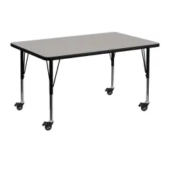 Emma and Oliver Mobile 30x48 Rectangle HP Laminate Preschool Activity Table Gray