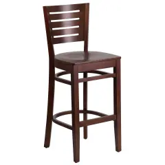 Emma and Oliver Slat Back Wooden Restaurant Dining Barstool WalnutWood