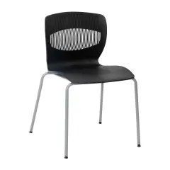 Emma and Oliver Arcana Series Heavy Duty 770 lb. Capacity Ergonomic Polypropylene Stack Chair with Lumbar Support and Steel Frame Black