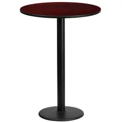Emma and Oliver 24" Round Laminate Table Top with 18" Round Bar Height Table Base Mahogany