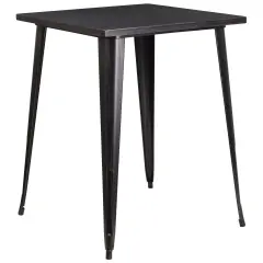 Merrick Lane Rothko Patio Dining Table with Metal Frame and Square Top Black-Antique Gold