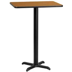 Emma and Oliver 24"x30" Rectangular Laminate Bar Table with 22"x22" Base Natural