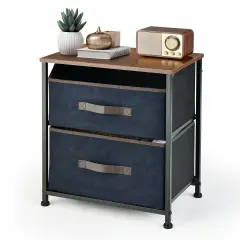 20" Multi-Functional Nightstand with Metal Frame and 2 Fabric Drawers for Bedroom or Living Room