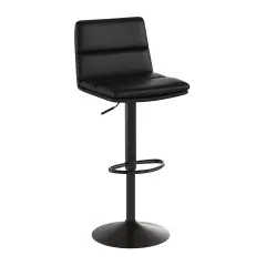 Merrick Lane Keene Modern Upholstered Adjustable Height Stools with Sturdy Iron Bases Black/Black