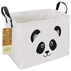 HUNRUNG Rectangle Storage Basket Cute Canvas Organizer Bin for Pet/Children Toys, Books, Clothes Perfect for Rooms/Playroom/Shelves (Panada)