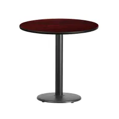 Emma and Oliver 30" Round Laminate Table Top with 18" Round Table Height Base Mahogany