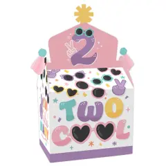Big Dot of Happiness Two Cool - Girl - Treat Box Party Favors - Pastel 2nd Birthday Party Goodie Gable Boxes - Set of 12