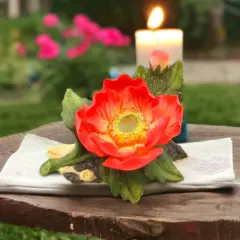 Ceramic Poppy Flower Half Inch Tapper Candle Holder, Home D&eacute;cor, Gift for Her, Gift for Mom, Nature Lover Gift