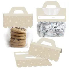 Big Dot of Happiness Tan Confetti Stars - DIY Simple Party Clear Goodie Favor Bag Labels - Candy Bags with Toppers - Set of 24