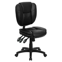 Emma and Oliver Mid-Back Multifunction Pillow Top Swivel Ergonomic Task Office Chair Black LeatherSoft