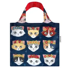 Wrapables AllyBag Collection Reusable Shopping Bag Floral Cat