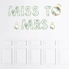 Big Dot of Happiness Boho Botanical Bridal - Peel and Stick Greenery Party Large Banner Wall Decals - Miss to Mrs