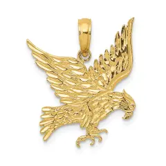 14K Yellow Gold Eagle Charm Bird Pendant Jewelry 20mm x 19mm