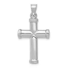 14K White Gold Cross Pendant Charm Jewelry Religious 34mm x 19mm