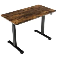 45.5 Inch Electric Height Adjustable Standing Desk with 2-Button Controller and Metal Frame Rustic Brown