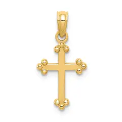 14K Yellow Gold Cross Pendant Charm Religious Jewerly 20mm x 11mm