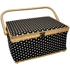 Folding Sewing Basket Dots - black/white