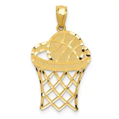 14K Gold Basketball Pendant Charm Jewelry 23 x 15 mm