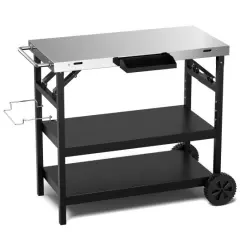 3 Tiers Fold-able Outdoor Cart on 2 Wheels with Phone Holder