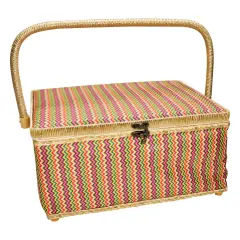 Folding Sewing Basket Chevron - pink